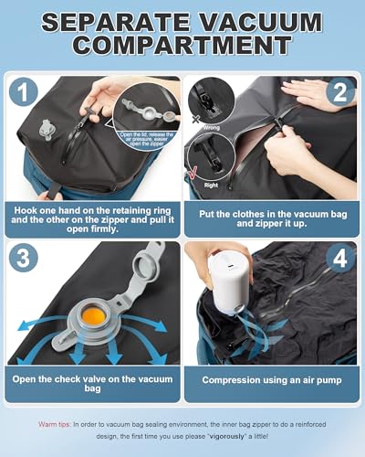 Image of winspansy Small Travel Backpack Storage Vacuum Compression Bags with Pump for Travel Storage Carry on Business Day Vacpack Backpack for Women Men with Vacuum College Bag Dark Green