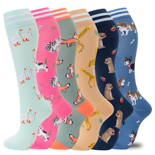 fenglaoda Compression Socks for Women Men Support Circulation 6 Pairs Socks For Nurse