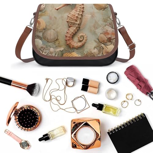 Sacoche en cuir imperméable hippocampe chic pour femmes