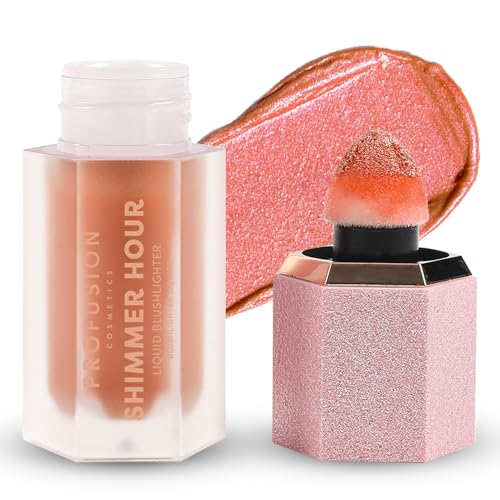 Profusion Cosmetics Shimmer Hour Liquid Blushlighter, Blendable Dewy Cheek Tint with Rich Pigment for a Radiant and Luminous Glow