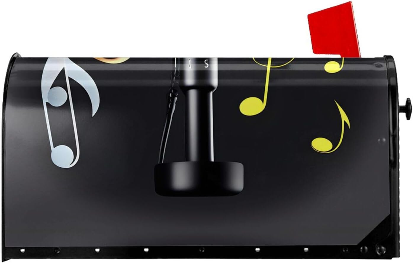 Microphone with Music Notes Mailbox Covers Magnetic Post Box Cover Wraps Standard Size 21x18 Inches for Garden Yard Decor