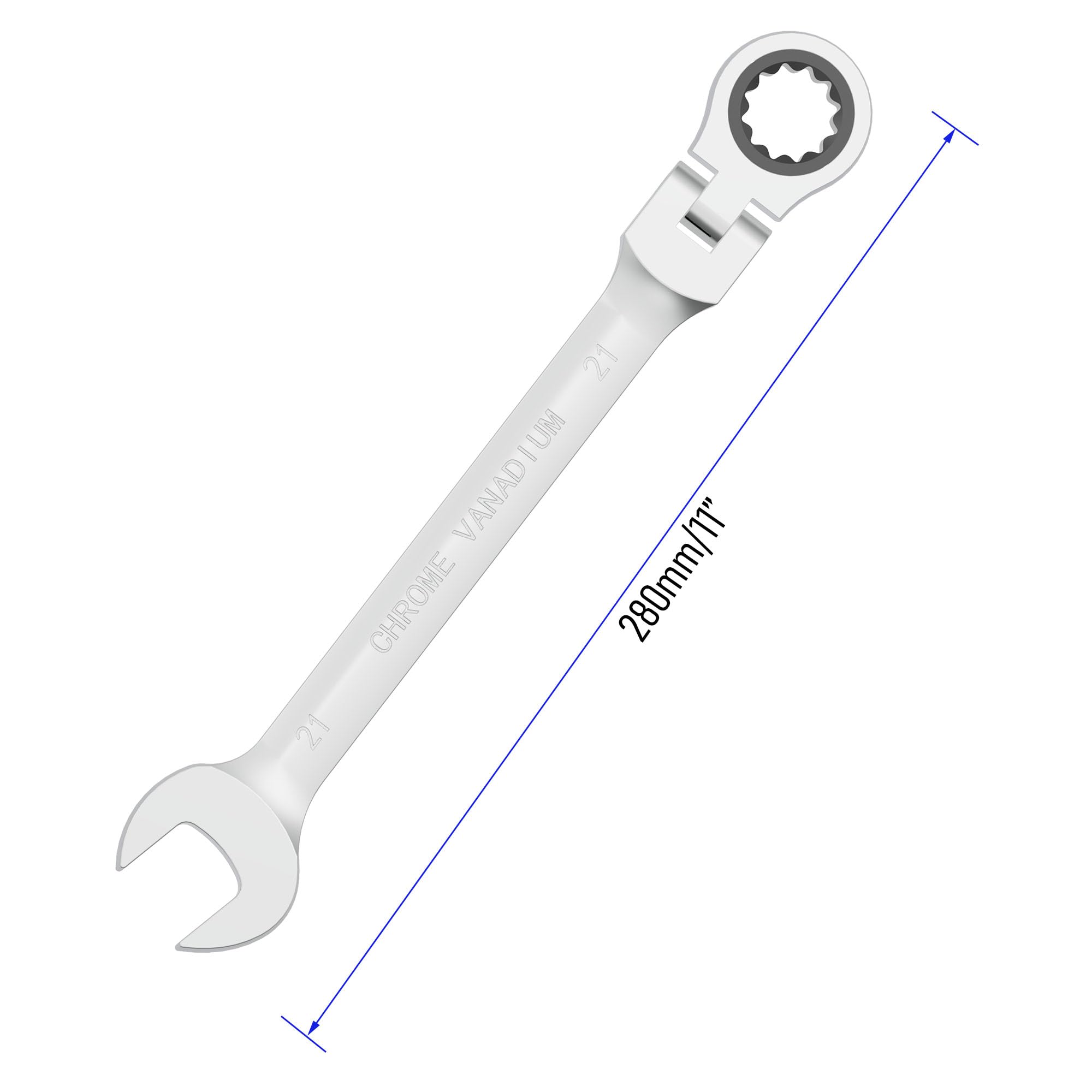 FOCMKEAS 21mm Flex-Head Ratcheting Combination Wrench Metric 72 Teeth 12 Point Ratchet Box Ended and Open End Spanner Tools - Image 2