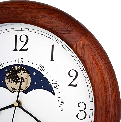 JUSTIME 14-inch Red Oak Moon Clock