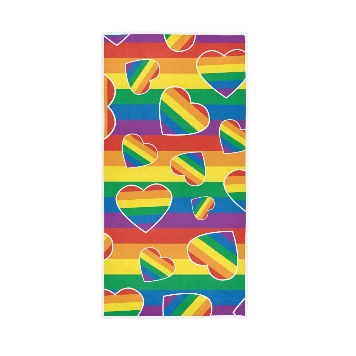 LSRCPD Rainbow Heart Stripe Hand Towel, Multipurpose Decorative Towels for Bathroom, Gym, Hotel, Spa 15 x 30 Inches