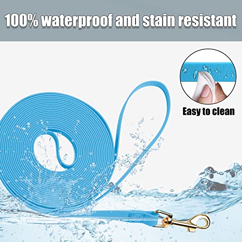 Tockfit Waterproof Dog Leash Lead Durable Training Rope Outdoor Long Leash 10Ft 20Ft 30Ft 40Ft 50Ft Great For Training, Beach, Yard, Play，Camping 40Ft Blue #TOP2