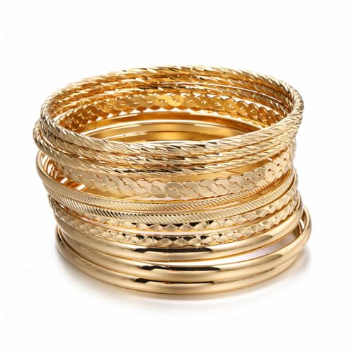 Bangle Bracelets for Women Gold Bracelet Stack Stackable Indian Boho Chunky Silver Bangles Jewelry Sets for Women