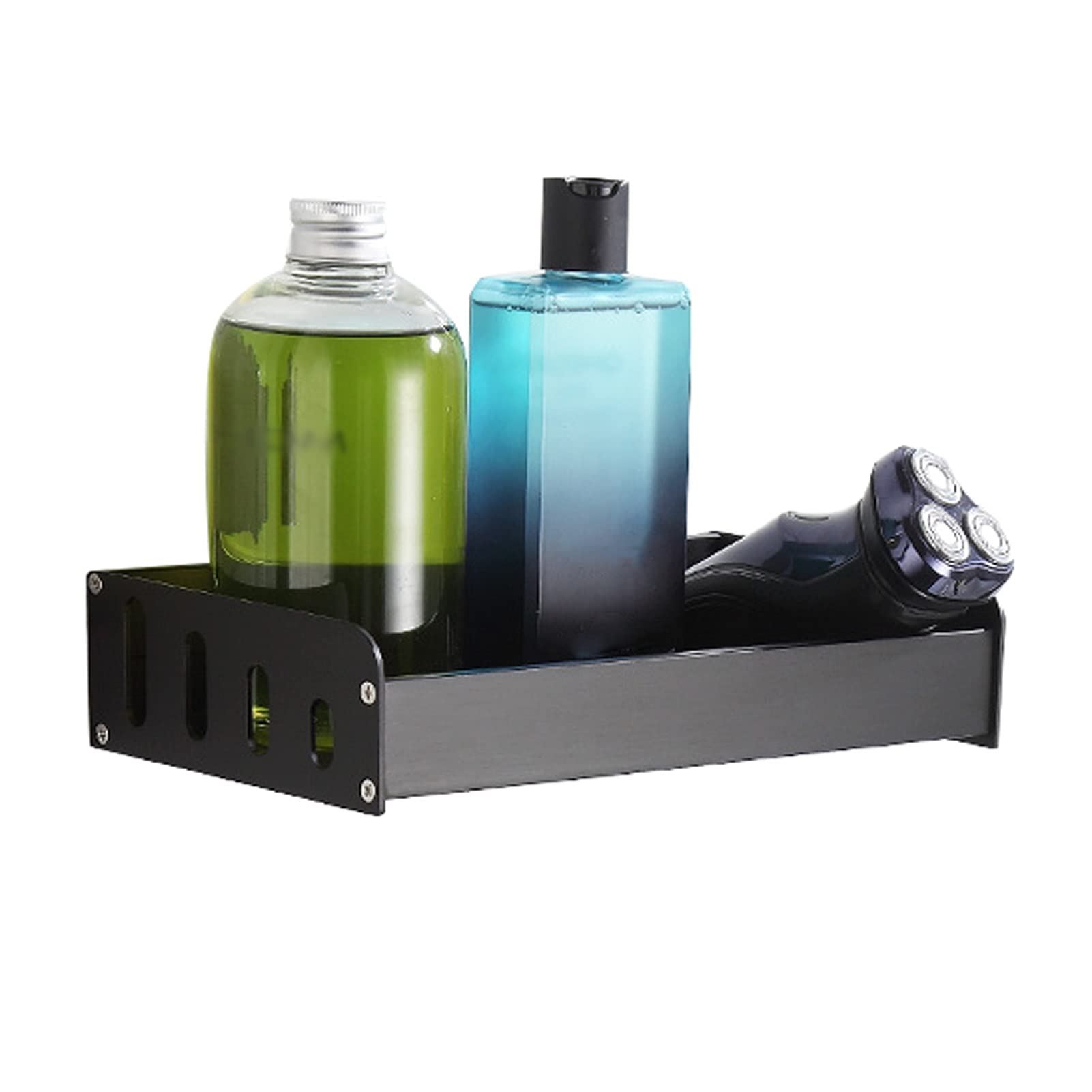 HASMI Bathroom Shelf Floating Shelves With Rail，Wall Mounted Bathroom Wall Shelves，Floating Shelves for Bathroom, Kitchen and Bedroom，Various Sizes Floating Shelves (Size : Length 35 cm)