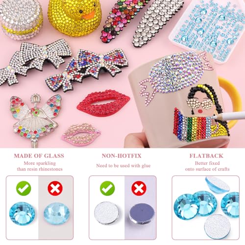 Image of 2000PCS SS12 /3mm Crystal Glass Rhinestones for Bedazzling (Aquamarine) | Flatback Rhinestones for Crafting DIY Nail Art Makeup Decoration, Gems Diomand Charms for Tumbler Shoes Clothing Mug