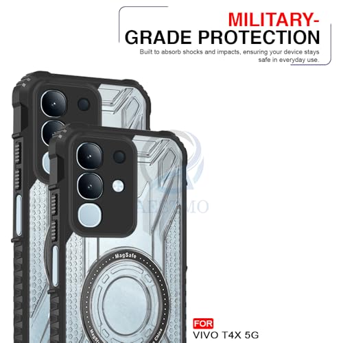 Image of AESTMO Hybrid Shockproof Back Cover Case for Vivo T4X 5G / Z10X 5G / Y31 Pro 5G Compatible with MagSafe | Hard Back Case Cover for (PC & TPU, Translucent Back, Black Sides)