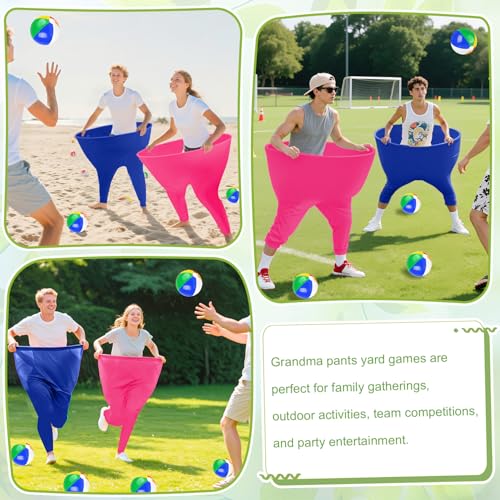 Image of Granny Pants Outdoor Game,Granny Pants with 8 Bouncy Balls & 1 Air Pump (Random Colors) and 2 Pack Color Granny Pants Game for Adults Family Reunion & Team Building, Big Pants Ball Game