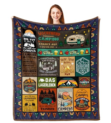 Camping Geschenke, Camping Geschenke für Männer, Geschenke für Camper, Camper Geschenke, Camping Deko, Wohnmobil Geschenk, Camping Gadgets Wohnmobil, Wohnwagen Zubehör Innen, Camping Decke 150 x 130CM