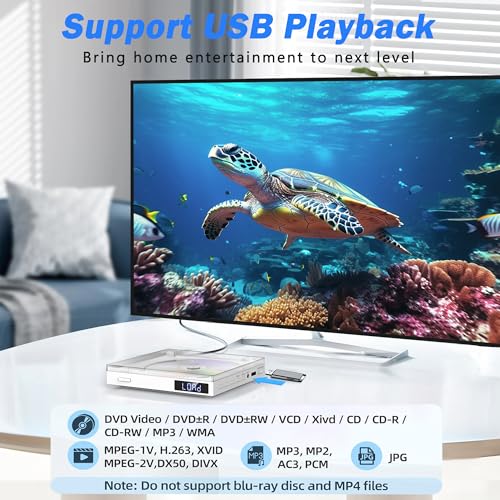 Image of Mini DVD Player for TV, All Region Free, CD Player for Home, USB, AUX