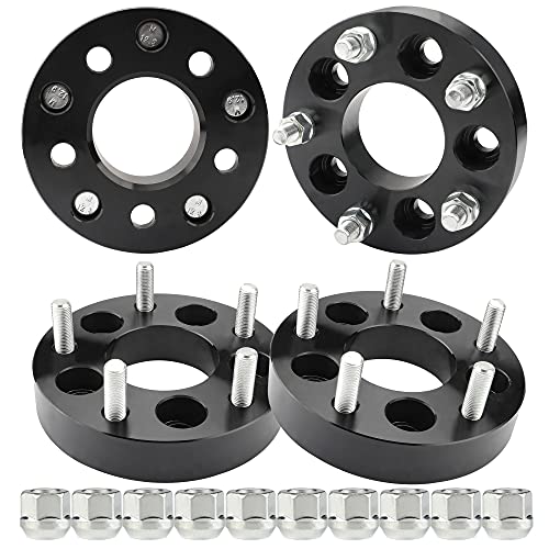 4PCS 1.25" Wheel Adapters Converter 5x4.5 to 5x5 for JK JKU WK WJ XK Wheels on XJ KJ ZJ KK TJ YJ Vehicle, 5x127mm Wheel on 5x114.3mm Vehicle to Wheel Spacers with 1/2"-20 Studs, Change Bolts Pattern