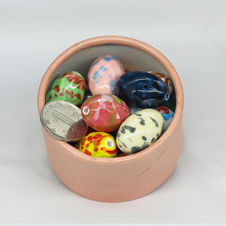 200 Uds. Cuentas de cerámica de colores mezclados de 28x18MM para hacer joyería, cuentas sueltas de cerámica para pulseras, colgante de cerámica artesanal