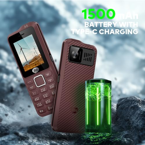 Image of Itel Kingsignal Keypad Mobile Phone | Stronger Signal |1500 mAh 33 Days Standby Super Battery | Type C Charger | KingVoice | Wireless FM with Recording | Auto Call Recording |Kevlar Texture|Purple Red