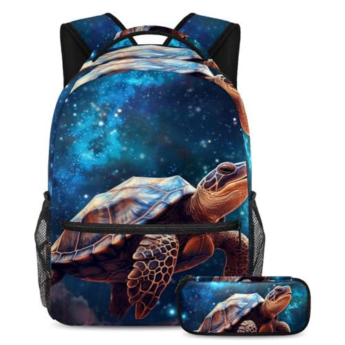 Sac à dos tortue galaxie bleue ergonomique contre le désordre des fournitures