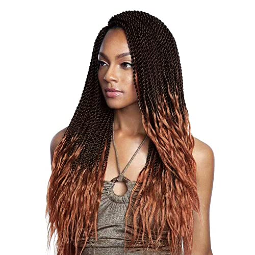 Goddess Senegalese Twist Crochet Hair Curly Ends Deep Wave Synthetic Braiding Hair Kanekalon Ombre Hair Extensions (18inch,#1B/30)