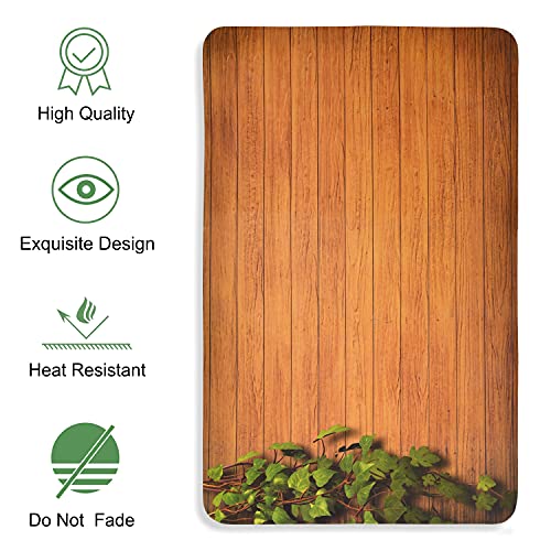 Image of Yellow Weaves Wooden Style PVC Dining Table Placemats (Brown) - 6 Piece