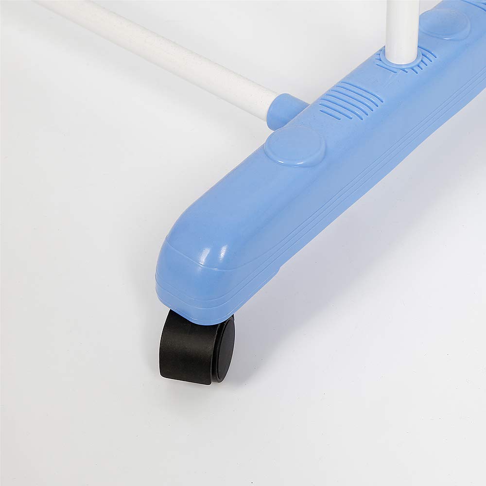 Stendino, 3 Livelli Stendibiancheria Verticale Allungabile con Ruote, Stendino da Balcone Esterno, Stendipanni per Interno -75 * 64 * 170 cm (Blu +Bianco)