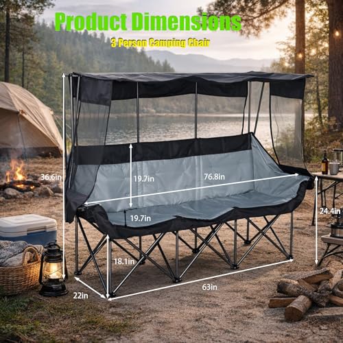 Silla de Camping para 3 Personas Oversize con Sombrilla, Marca Hosile Modelo Chairs miniatura 2