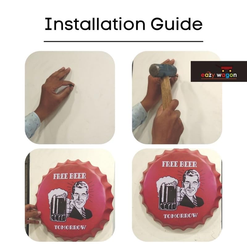 Image of EAZYWAGON Decorative Metal Bottle Caps Wall Sign Plates - 14X14 Inches - Chicago Bulls | Metal Wall Hanging Bottle Cap for Home, Farmhouse, Bar & Cafe Decoration | Vintage & Retro Look Plaques
