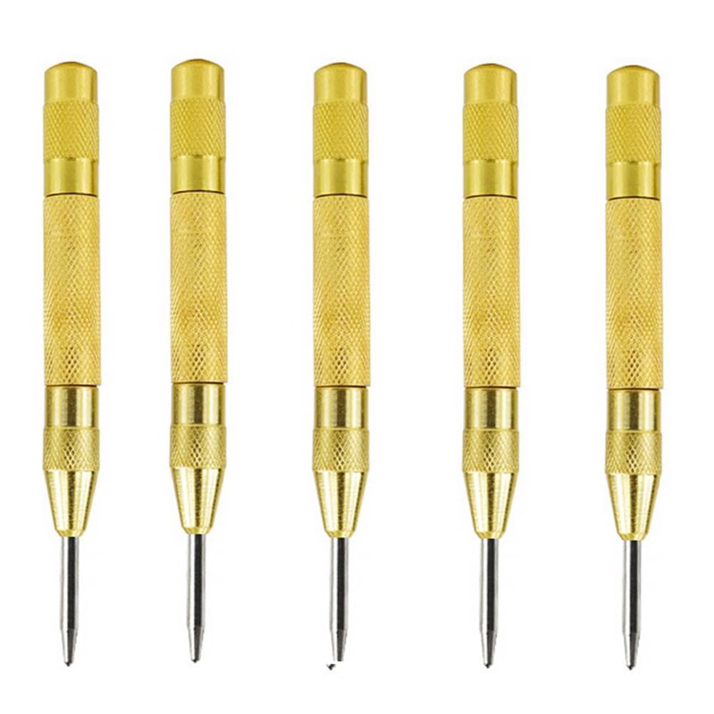 Jnchdghwa Automatic Center Punch 5pcs Spring Loaded Mechanism-Marking Tool for Woodworking Applications