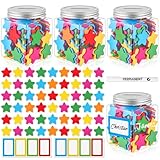 Roowest Reward Jar for Kid 3 Pcs Coin Jars for Behavior Tokens 200 Stars 8 Name Tags 1 Pen Classroom Reward Jars Reward System for Kids Back to School Incentive Good Behavior Training