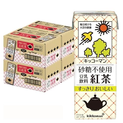 キッコーマン 砂糖不使用 豆乳飲料 紅茶 200ml 紙パック 18本×4ケース(72本)