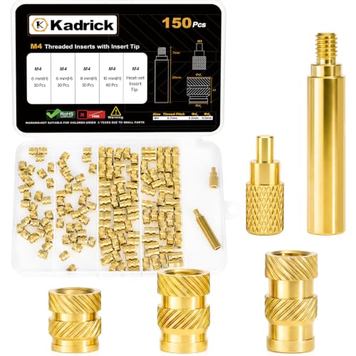 Image of KADRICK 150PCS M4 Heat Set Inserts Kit,M4*(6 /8 /10mm)*5.5mm with Insert Tip