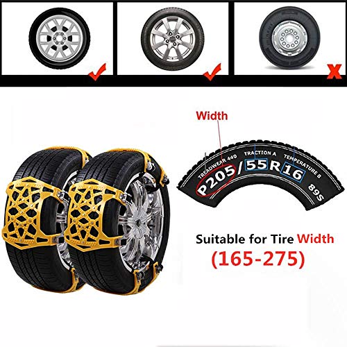 soyond 2021 Newest Car Snow Chains 6 Pcs Emergency Tire Chains for Pickup Trucks Anti Slip Snow Chains for SUV Automotive Exterior Accessories Tire Chains(Tire Width 6.4-10.9" 165-275mm)
