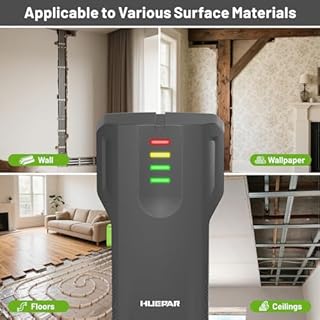 Rilevatore di Cavi e Tubi 4-in-1 Huepar, Dotato di Spia luminosa LCD a quattro livelli e Allarme Sonoro, Rileva Legno, Metallo, Cavi CA in Tensione e Materiali Non Metallici nei Muri WS02