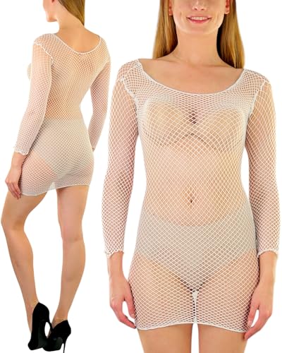 Image of ToBeInStyle Women's Stretch See Through Fishnet Novelty Mini Rave Party Dress