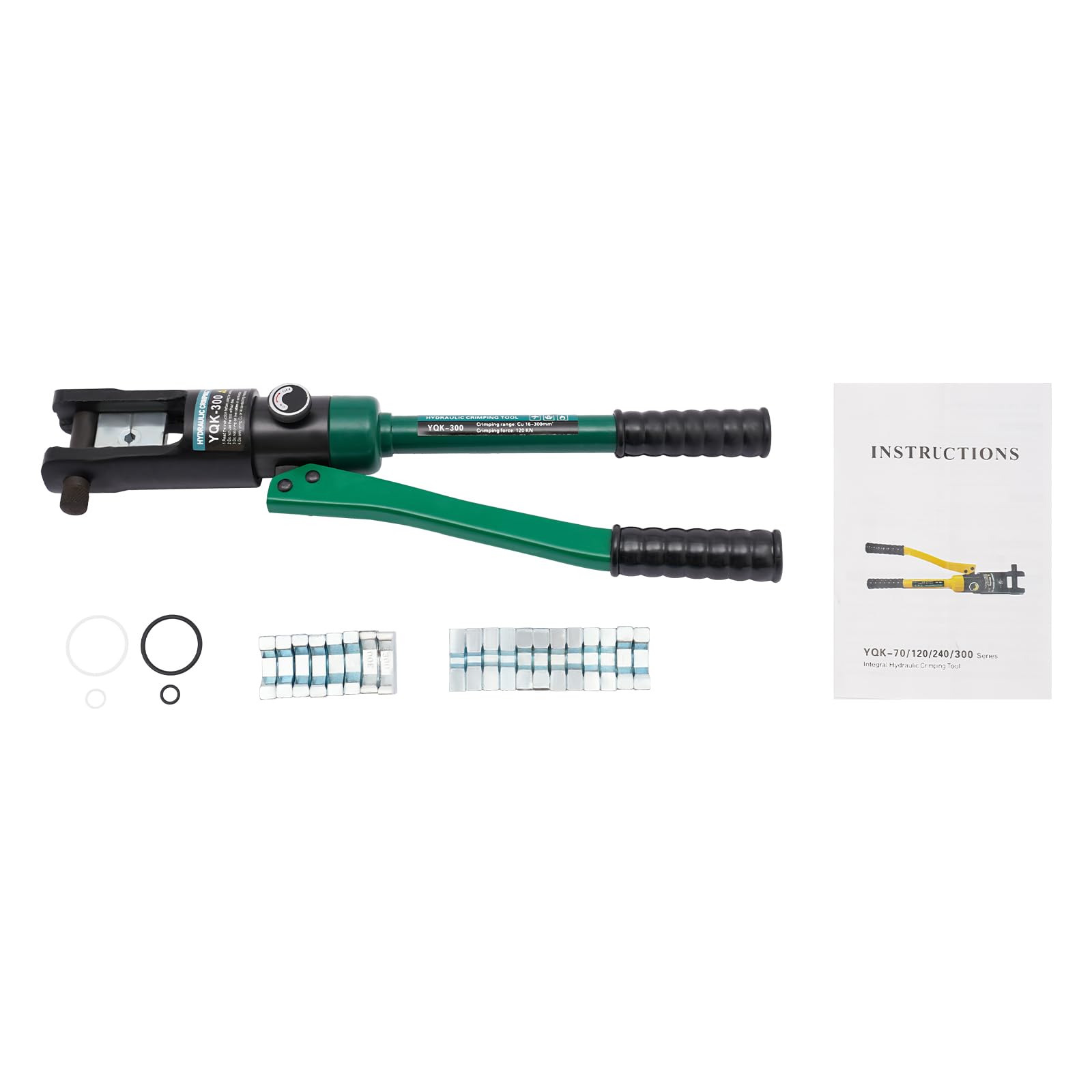 OUKANING Crimpadora hidráulica profesional 120KN, 11 matrices, incluye maletín, cabezal giratorio de 180° para terminales de cable y casquillos de cable, alicates de acero CR45 contra fugas de aceite
