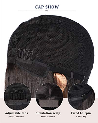 Perruque de cheveux raides brune pour masquer la perte de volume capillaire - 3