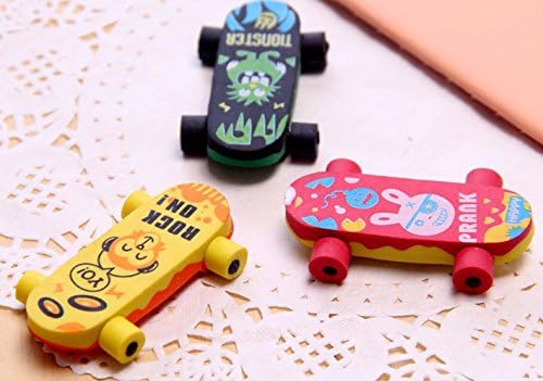 Creative Cute Kawaii Skateboard TPR Rubber Eraser For Kid Gift Novelty Item School Supplies Korean Stationery