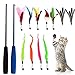 GUBOOM 13 Pezzi Giochi con Piume per Gatto, Giocattoli Interattivo per Gatti, Bacchetta Interattiva Retrattabile con 11 Piuma Ricariche e Campanella, Cat Teaser Wand Giocattolo per Gatti e Gattini
