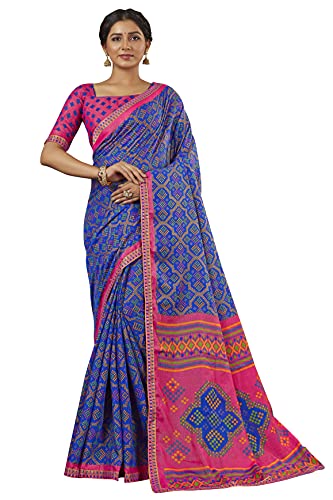 Image of Glory Sarees Women's Brasso Saree with Blouse Piece (Brasso Bandhani101Parent)