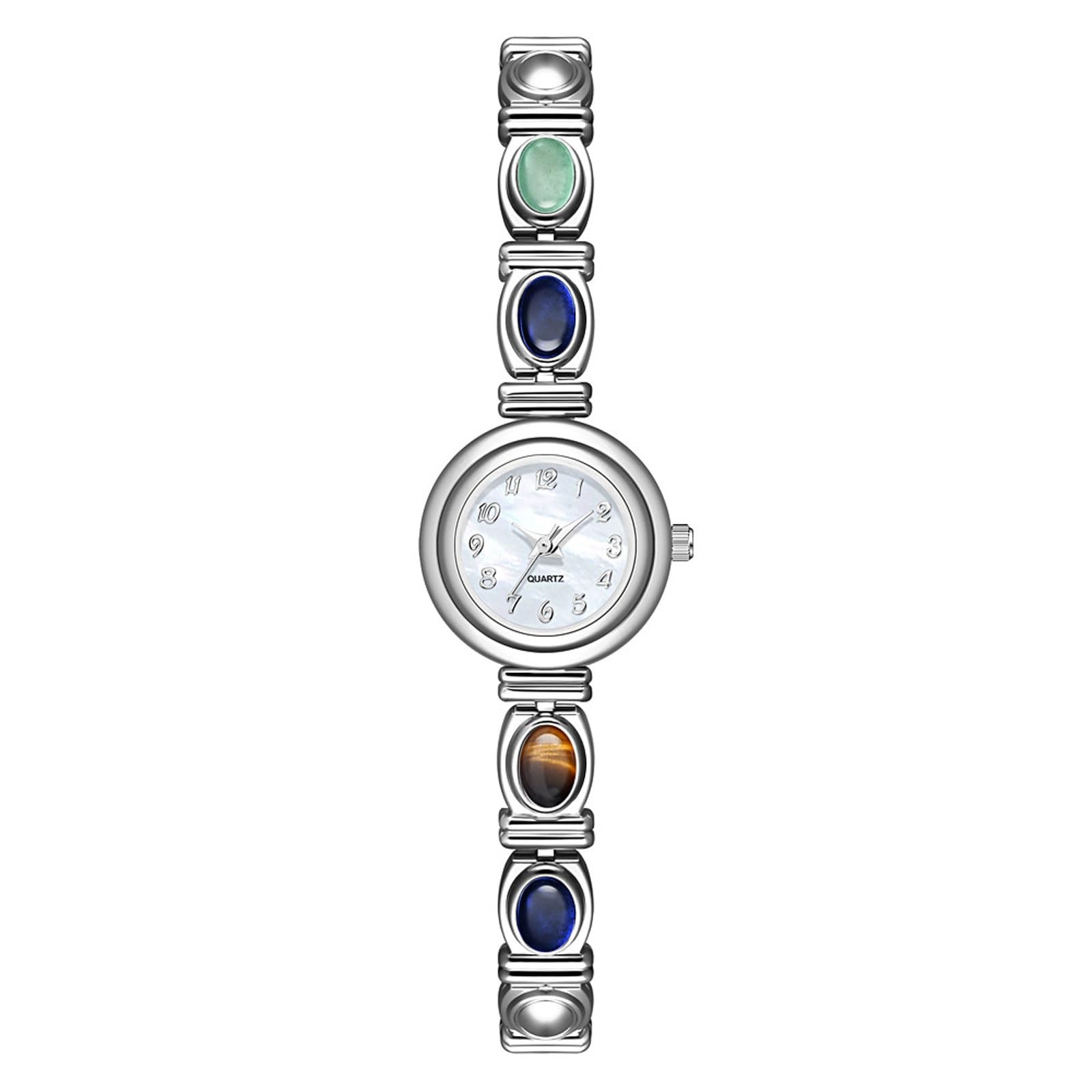Montre de Luxe Ovale à Quartz avec incrustations de Jade, Bracelet étanche rétro, Peut être utilisée comme Cadeau for Petite Amie et Femme