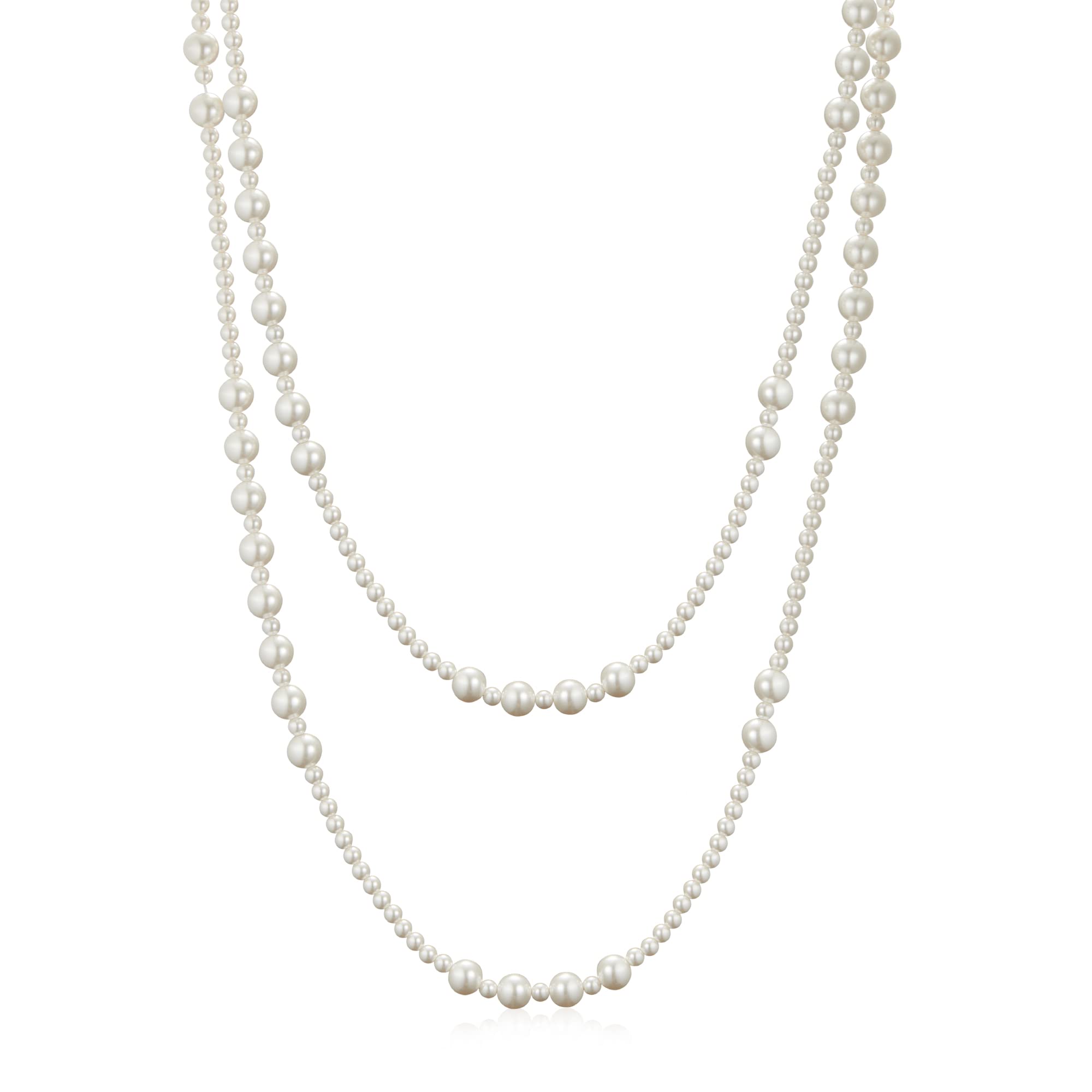 IDOKAWA Long Layered Pearl Necklaces for Women, Vintage Statement Jewelry