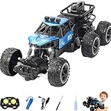 Six-Wheel Alloy Rock-Climbing Rc Car, Alloy Climbing Four-Wheel Drive RC Car-45° Climbings Car, All-Terrain High-Resilience Shock Absorption, Four-Wheels Drive Off-Road RC Cars (Blue)