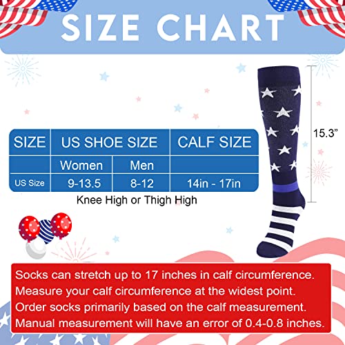 Image of Junely Compression Socks for Women Knee High Festival for Running Athletic Nurses Pregnant Women Work Support Travel Flight