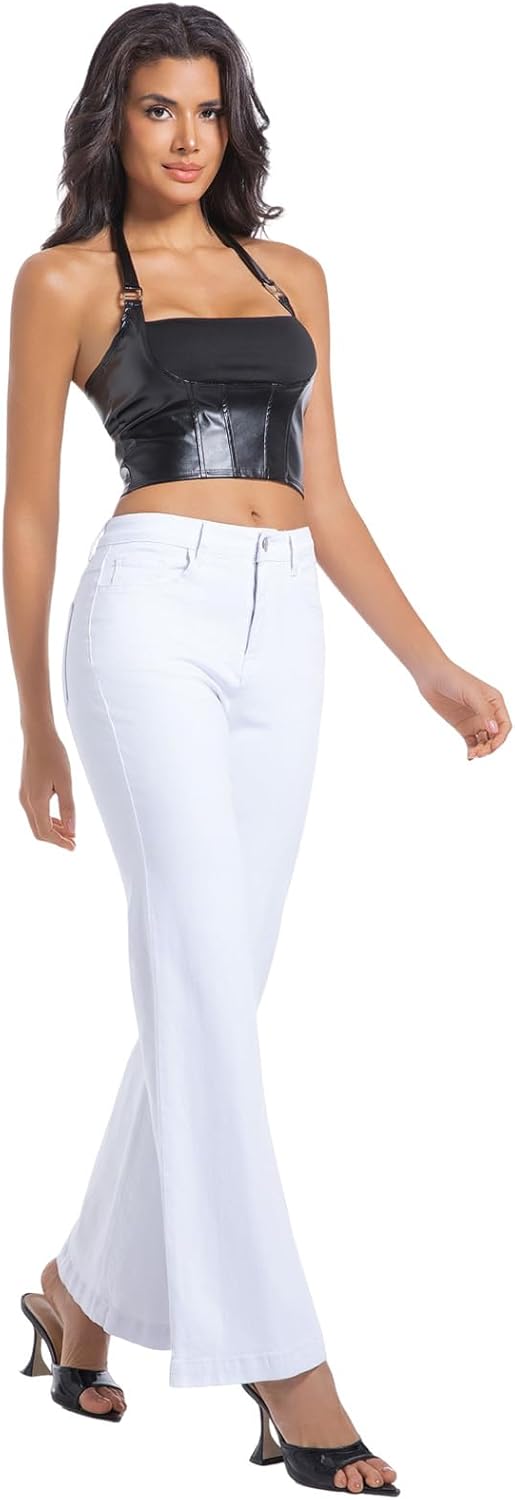 Women's Bell Bottom Jeans High Waisted Stretchy Curvy Flare Denim Pants - Image 4