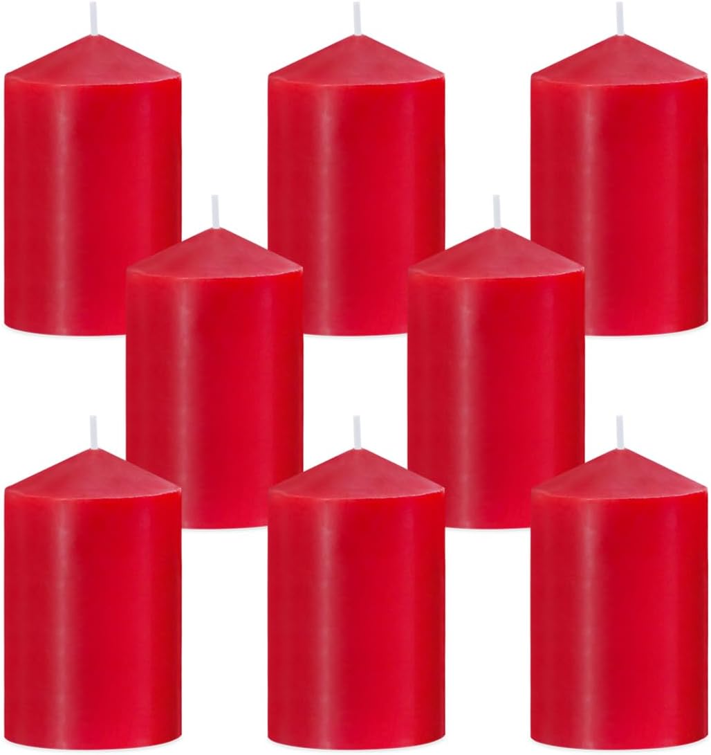 2 Inch Yellow Outdoor Citronella Pillar Candles, 24 Hour 2x3 Inch Dripless Scented Tapered Column Candles for Patio Home Party, Set of 8