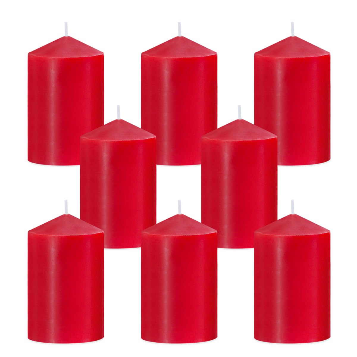 2x3 Inch Red Pillar Candles, 24 Hour Unscented Dripless Advent Candles for Christmas Home Party Holidays, Set of 8