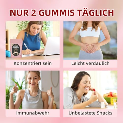 Apfelessig Gummies für Frauen – Feminine Balance Gummies mit Vitamin B12 & Vaginal Probiotics – Unterstützt Energie… – Ansicht 6