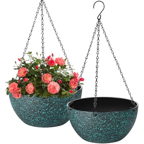 12 inch Hanging Planters for Indoor Plants, 2 Pack Planters for Outdoor Plants with Drainage Holes...