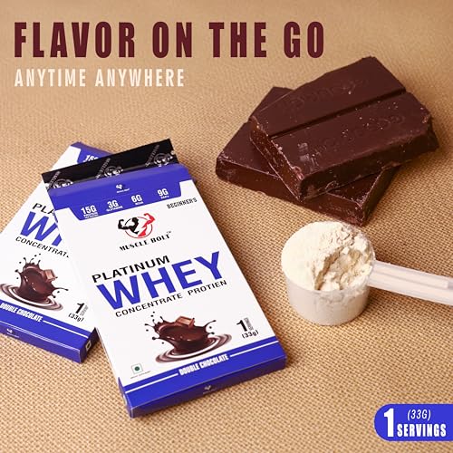 Image of 33 Gram Platinum Whey Concentrate Protein (1 Serving, Double Chocolate) - Beginner, Muscle Growth, Muscle Recovery, Easy Digestion, Increase Strength & Performance, 15g Protein per Serving