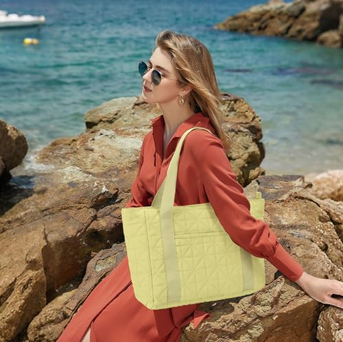 Tote Bag for Women, Puffer Work bag with Zipper, Quilted tote bag, Magnetic Pocket, Purse for Travel, Gym, College2