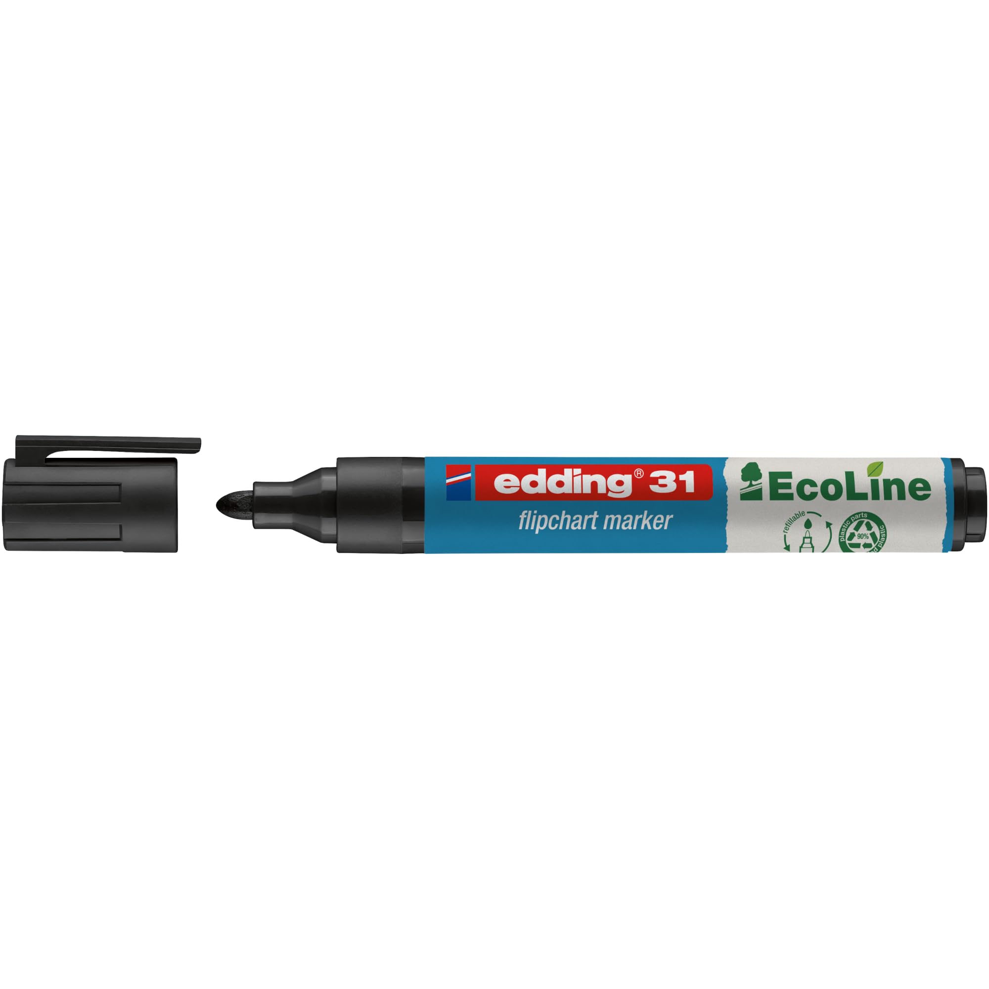 Edding Flipchartmarker 31 EcoLine, yeniden doldurulabilir, 1,5 – 3 mm, siyah