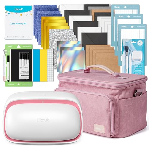 Likcut Glee S501 Plotter de Corte portátil con juego de cartulinas, estuche de transporte, kit de inicio, color rosa